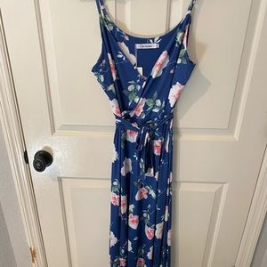 NWT slip dress with slit and waist tie.